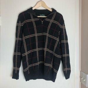Lauren Ralph Lauren Black Plaid 1/4 Zip Sweater